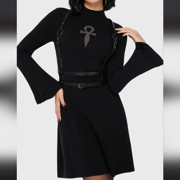 Killstar Black Long Sleeve Dress with Symbol - Picture 2 of 5
